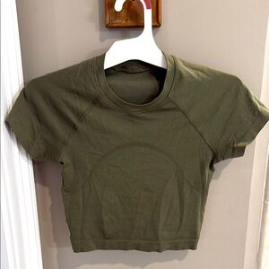 Lululemon olive Green Cropped T-Shirt